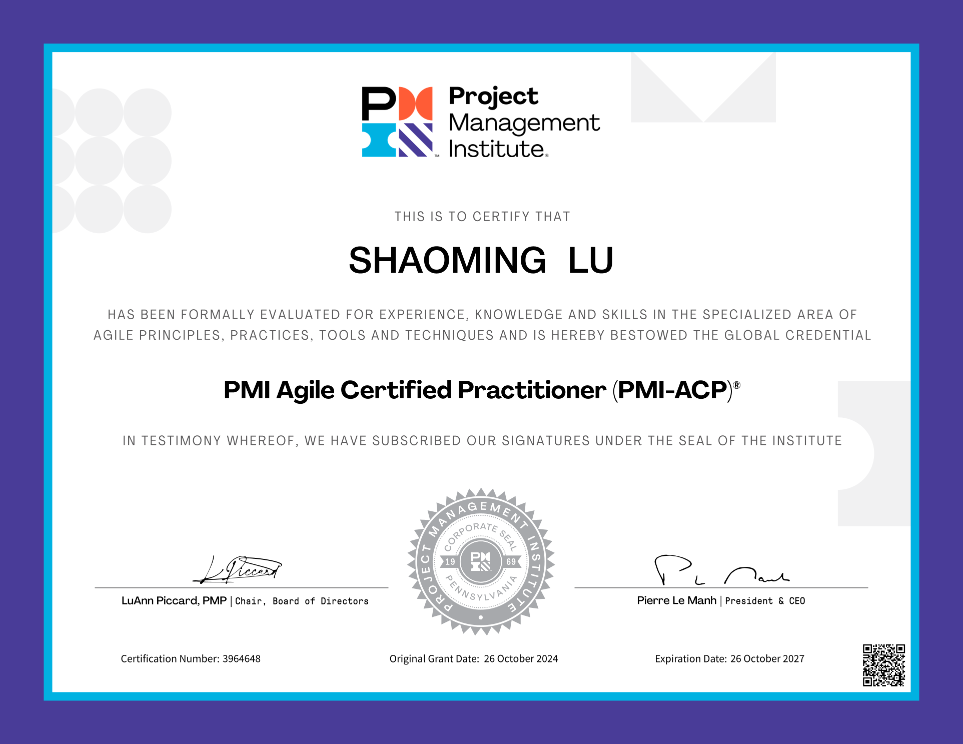 PMI-ACP Certificate